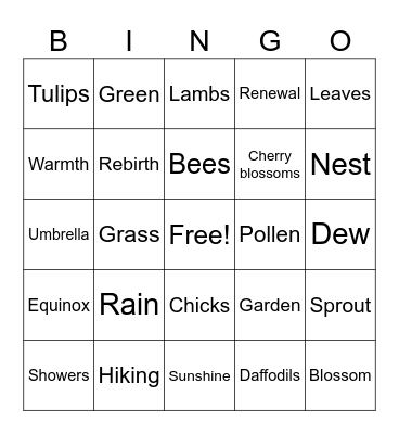Spring Bingo Card