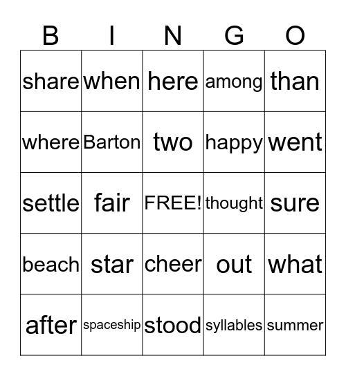 fun Bingo Card