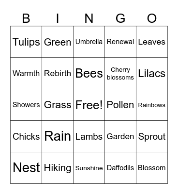 Spring Bingo Card