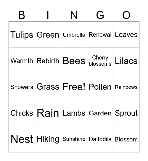 Spring Bingo Card