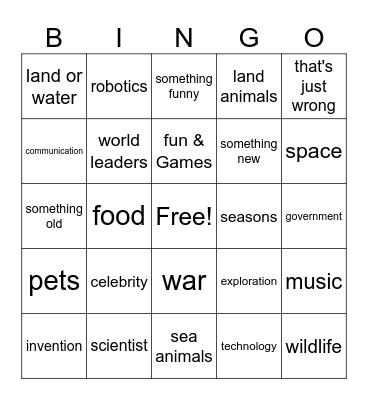 CNN 10 Bingo Card