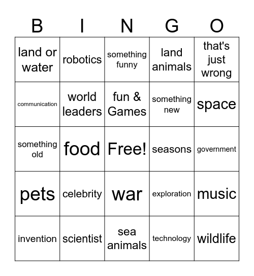 CNN 10 Bingo Card