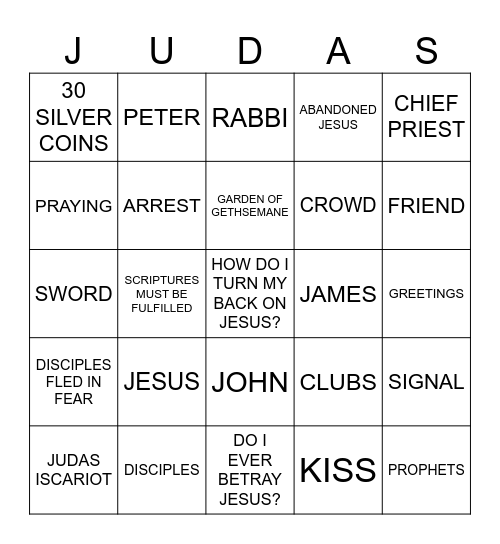 BETRAYER Bingo Card