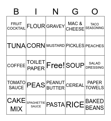 FOOD SHELF Bingo Card