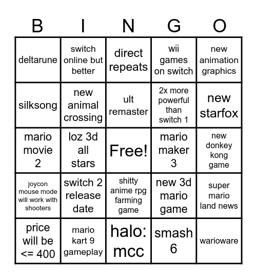 SHITTENDO DIRECT BINGO Card