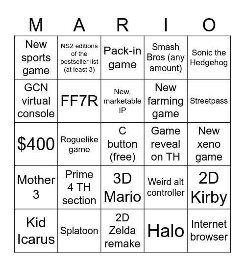 Direct + Treehouse Bingo Card