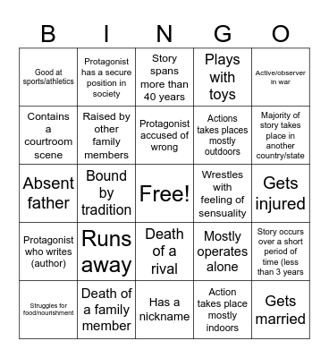 Book Club Bingo Card