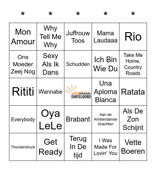 SWiNGO! Bingo Card