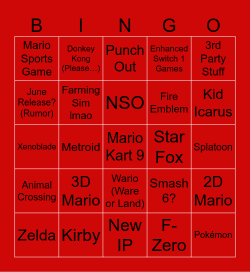 Switch 2 Direct Bingo Card