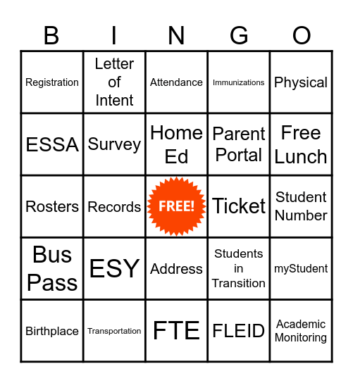 myStudent EOY Meeting Bingo Card