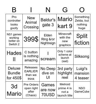 My reasons for living Bingo Card