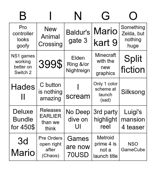 My reasons for living Bingo Card