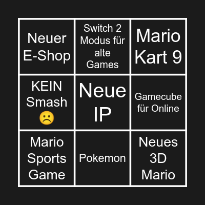Switch 2 Bingo Card