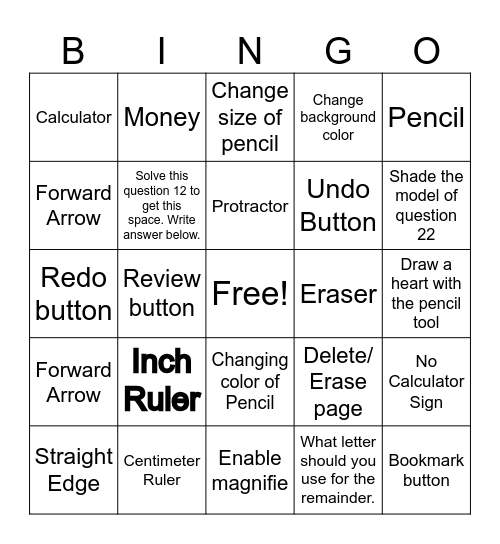 4th Grade Test Nav Math Tools Bingo Card