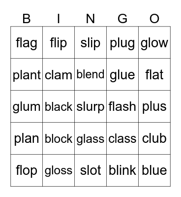 L Blends Bingo Card