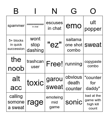 tsb bingo Card