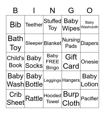 BABY SHOWER Bingo Card