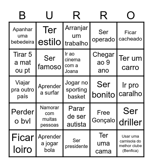 Bingo do Gonçalo Bingo Card