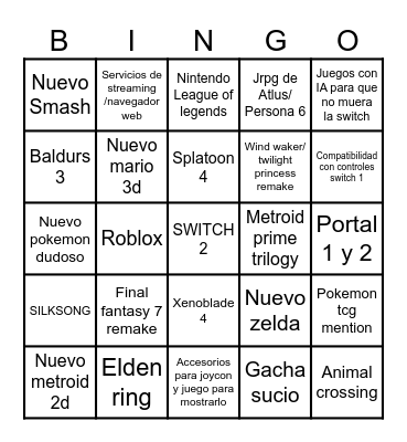 SWITCH BINGO Card