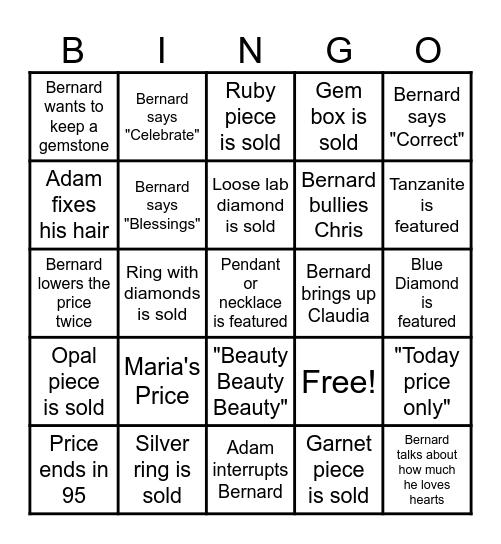 LJN Bingo Card