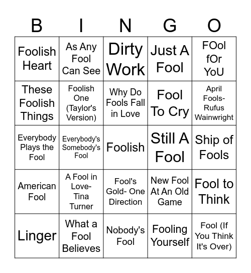 April Fools Bingo Card