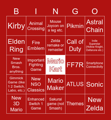Switch 2 Bingo Card