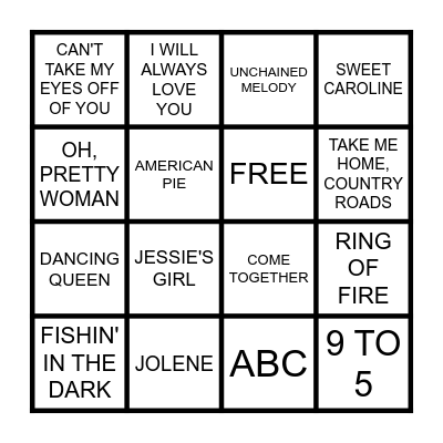 SONG BINGO Card