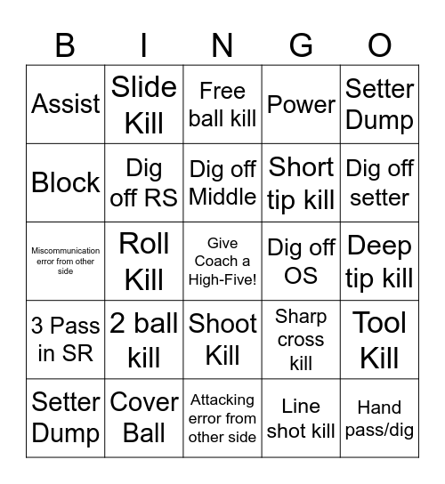 CAL VOLLEYBALL BINGO Card