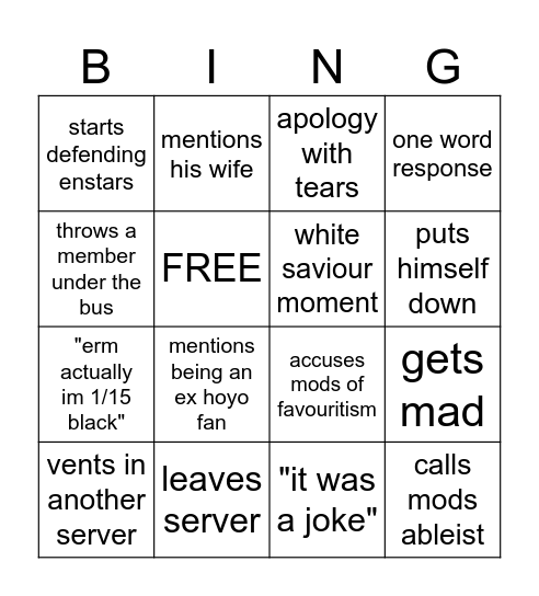 sol bingo Card