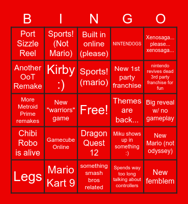 Switch 2 Bingo Card
