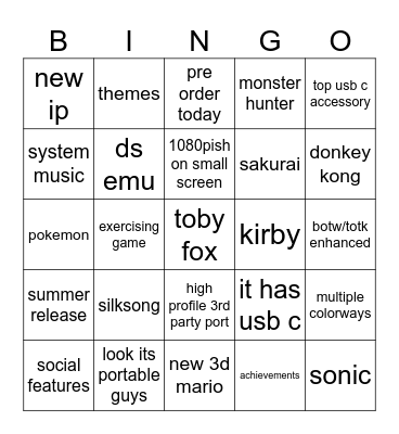 switch 2 direct bonanza Bingo Card
