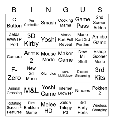 NinDi Switch 2 Bingo Card