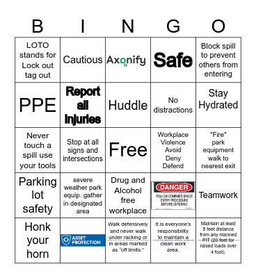 Safety Bingo Card