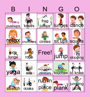 Exercise Bingo Card