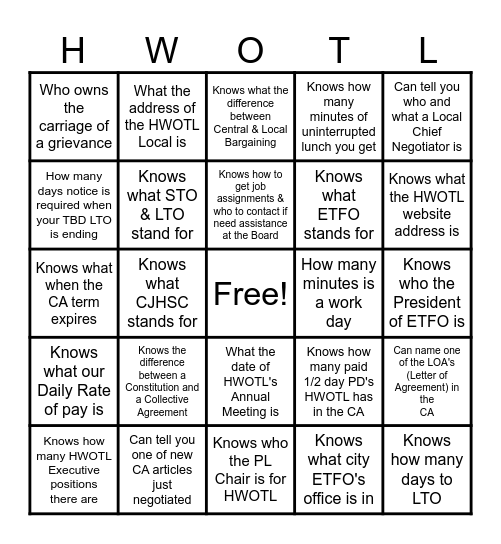 BINGO! Find Someone Who... Bingo Card