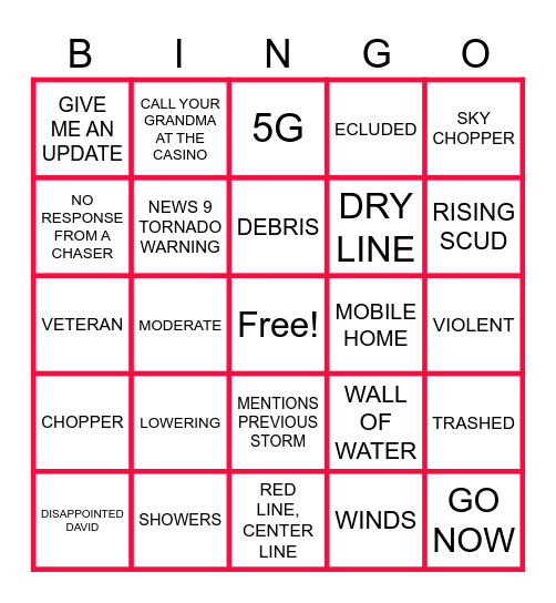 News 9 Weather Bingo Card