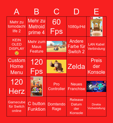 Nintendo Switch 2 Bingo Card