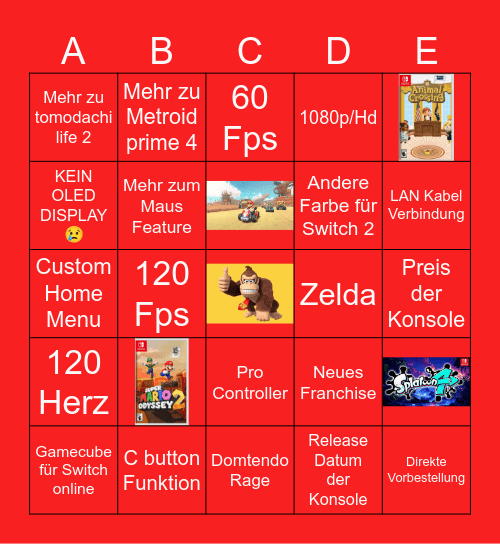 Nintendo Switch 2 Bingo Card
