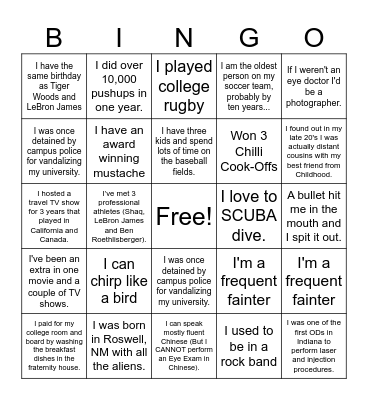 OLAC Get to Know You Bingo Card
