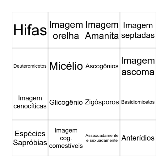 Bingo do Reino Fungi Bingo Card