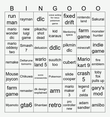 switch two direct :D Bingo Card