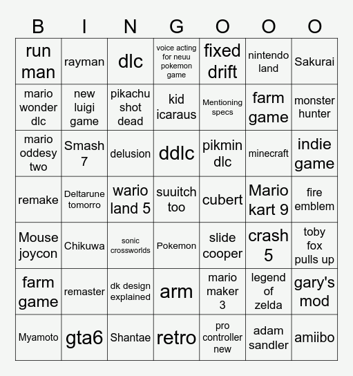 switch two direct :D Bingo Card