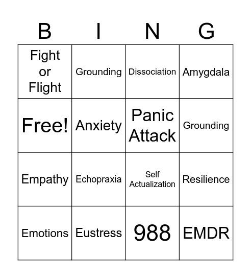 Mental Health Bingo! Bingo Card