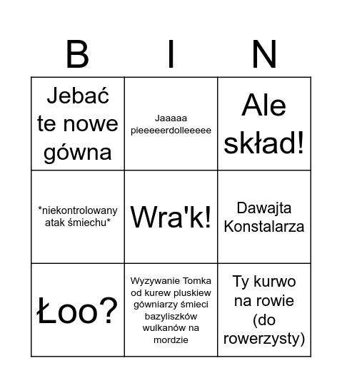 Wyjazdowe bingo Wiktora Bingo Card