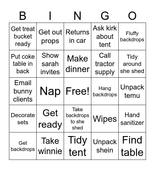 Tueweds Bingo Card