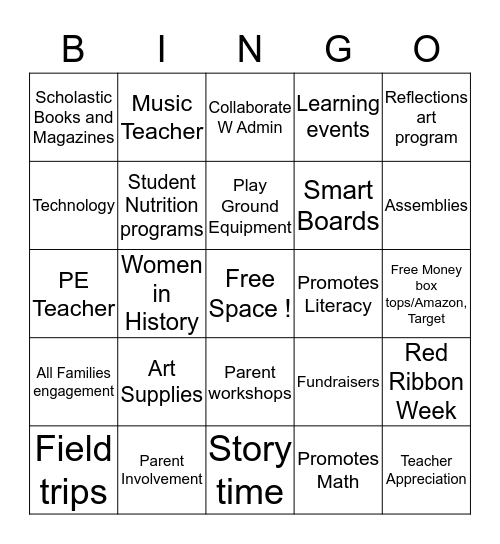 Impact of PTA in Schools Bingo Card