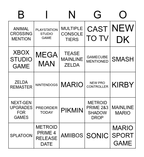SWITCH 2 DIRECT BINGO Card