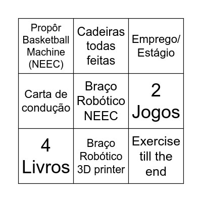 2025 Bingo Card