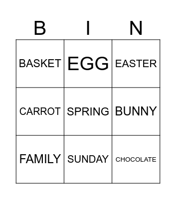 EASTER BINGO Card