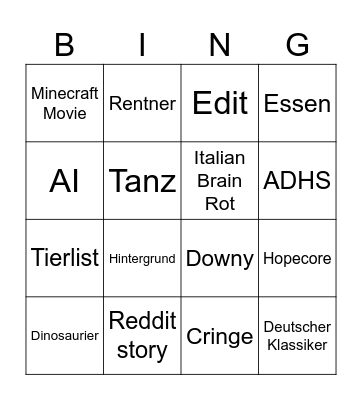 NINGO Bingo Card